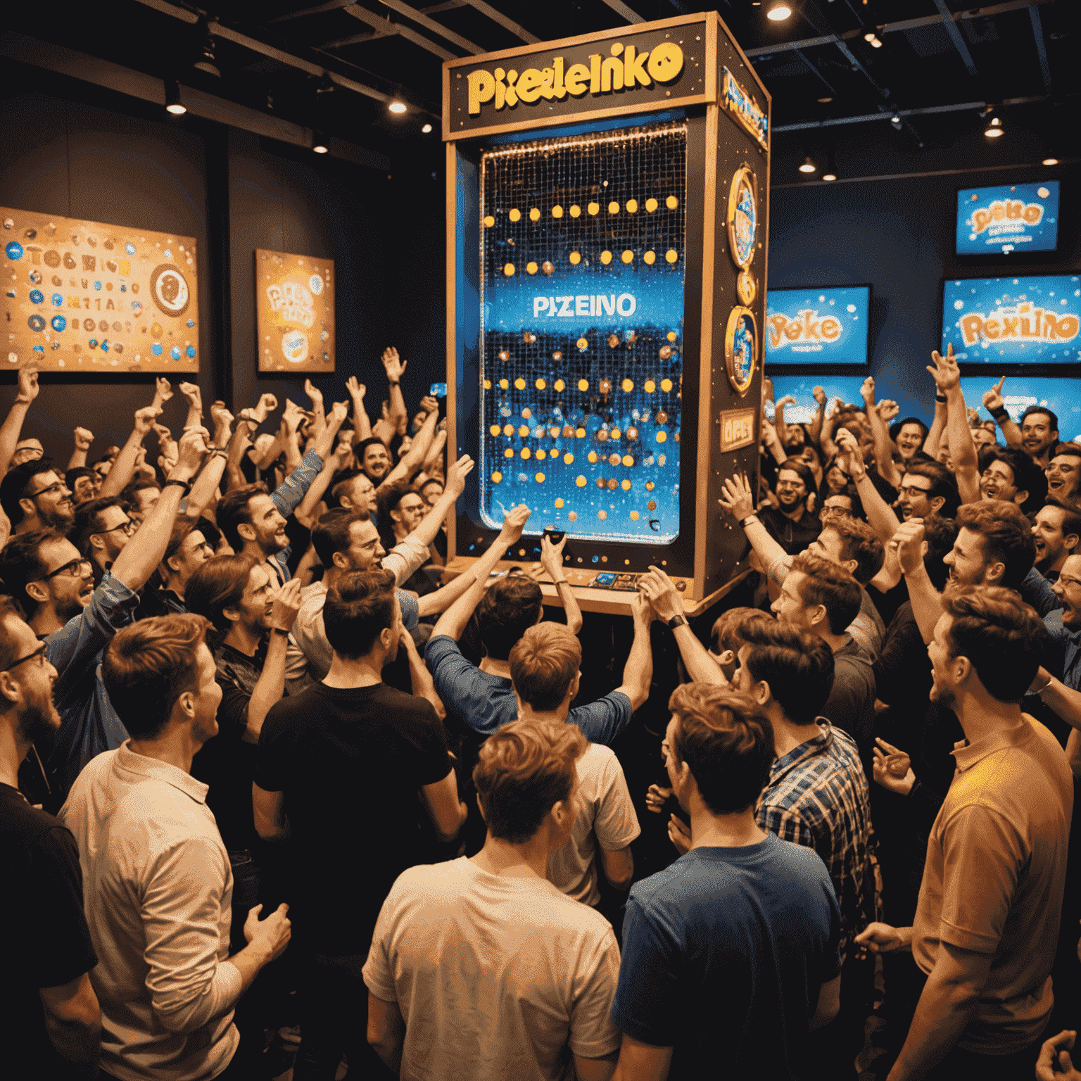 PixePlinko global launch celebration with developers and players cheering